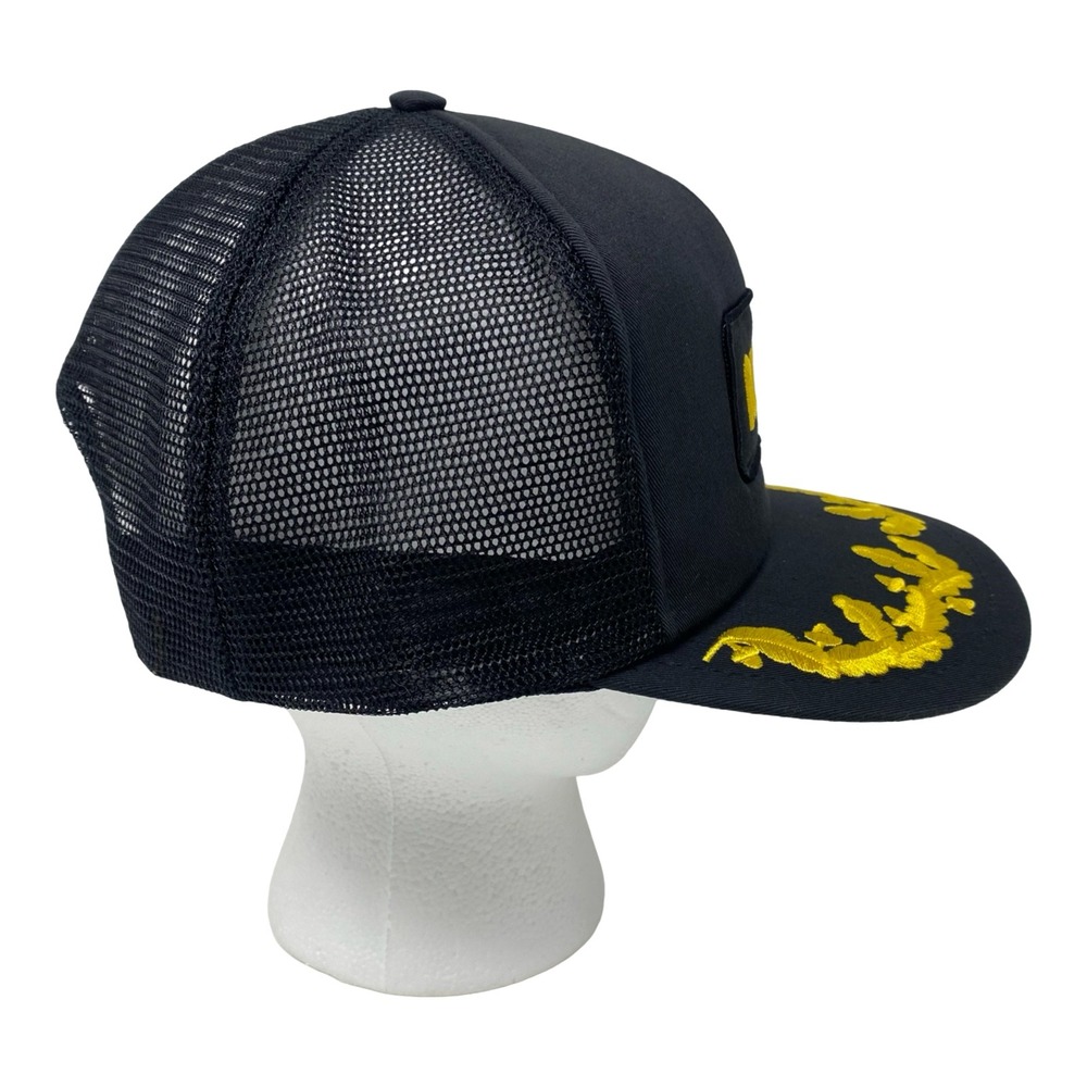 NASA Trucker Hat Mens Black Snapback Mesh Cap Scrambled Eggs Gold Embroidery - Picture 4 of 8